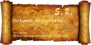 Selymes Krisztofer névjegykártya